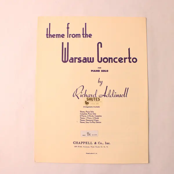 Vintage 1942 Sheet Music Theme From the Warsaw Concerto Richard Addinsell Piano