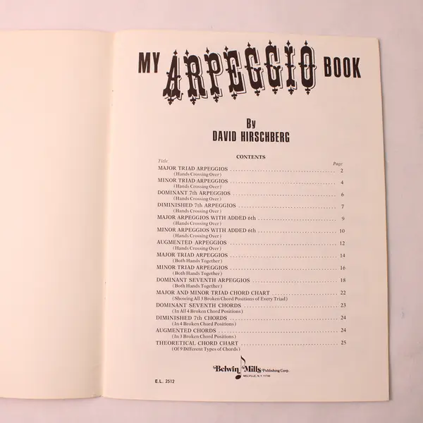 Vintage 1975 My Arpeggio Book By David Hirschberg Beginner Intermediate Level