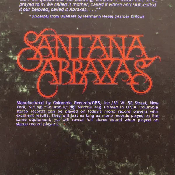 Santana Abraxas Columbia KC 30130 12" Vinyl LP Used