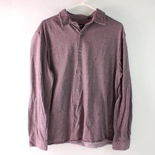 DKNY Burgundy Long-Sleeved Button-Up Men's XL