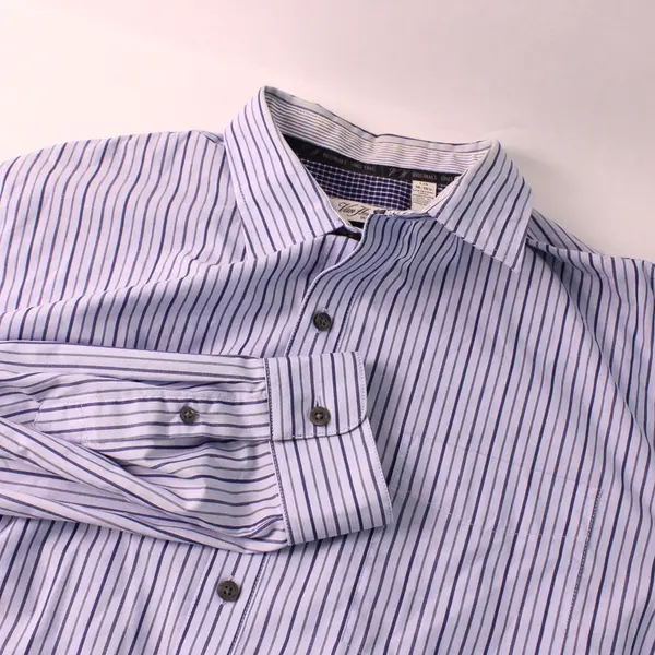 Van Heusen Blue Striped Long-Sleeved Button-Up Men's Large FLAWED