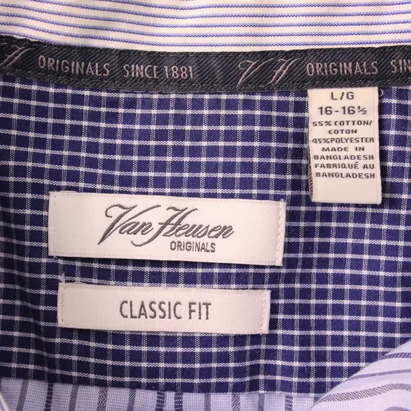 Van Heusen Blue Striped Long-Sleeved Button-Up Men's Large FLAWED