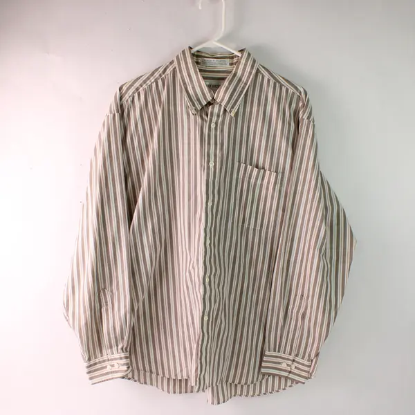 John Henry Gray Red & Blue Striped Long-Sleeved Button-Down Men's XL FLAWED