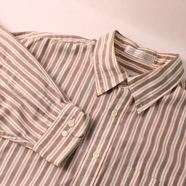 John Henry Gray Red & Blue Striped Long-Sleeved Button-Down Men's XL FLAWED