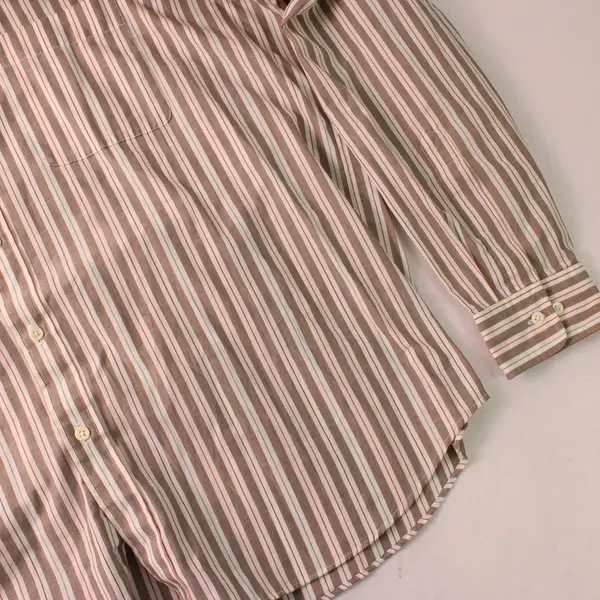 John Henry Gray Red & Blue Striped Long-Sleeved Button-Down Men's XL FLAWED
