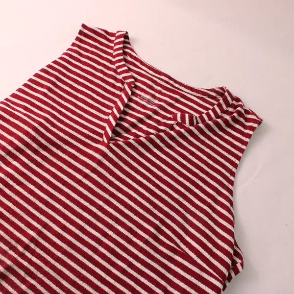 Van Heusen Red and White Striped V-Neck Tank Women's Large