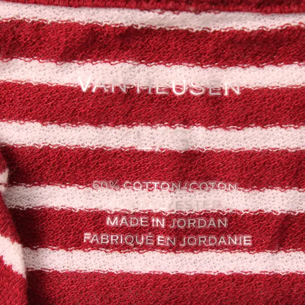 Van Heusen Red and White Striped V-Neck Tank Women's Large