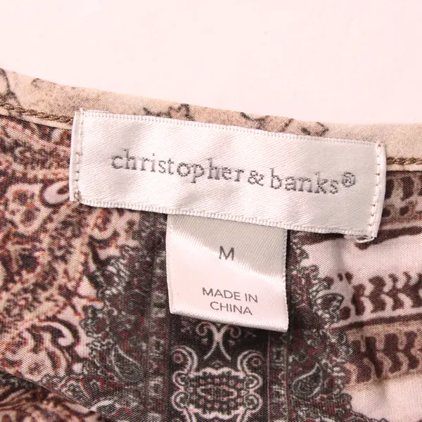 Christopher & Banks Red and Beige Paisley 3/4-Sleeve Blouse Women's Medium