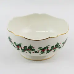 Lenox Teleflora 75th Anniversary 1934-2009 Holly Berry Serving Bowl  Gold Trim 