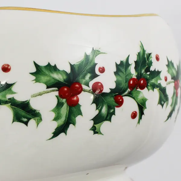 Lenox Teleflora 75th Anniversary 1934-2009 Holly Berry Serving Bowl  Gold Trim 