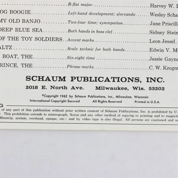 VTG 1962 Schaum Solo Series Piano Fun Fare Various Composers For Beginners Good