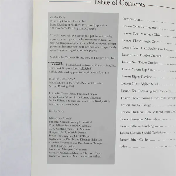 Vintage Crochet Basics 1995 Instruction Book Paperback Good Condition
