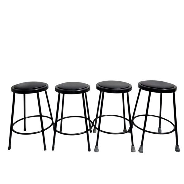 Set of 4 Uline Black Padded Bar Stools 25" Seat Height - Local Pickup Only