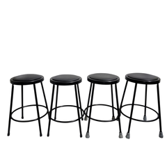 Set of 4 Uline Black Padded Bar Stools 25" Seat Height - Local Pickup Only