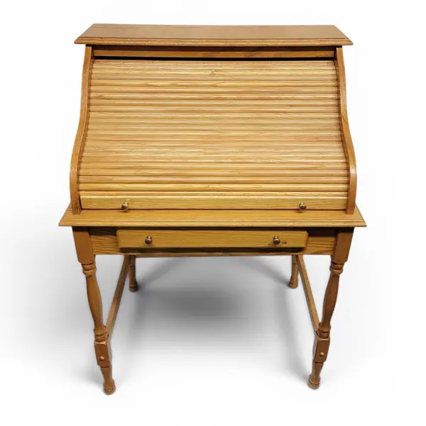Oak Roll Top Desk 5 Drawers Solid Wood Home Office - Local Pickup Only