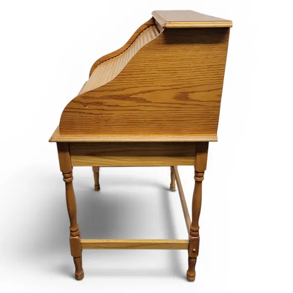 Oak Roll Top Desk 5 Drawers Solid Wood Home Office - Local Pickup Only