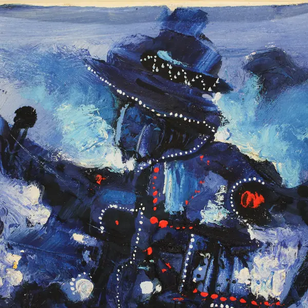 Peruvian Figurative Original Acrylic Painting on Cloth 12" x 9"