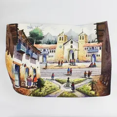 Coya Peru Signed Original Landscape Watercolor Painting 13.5" x 19"