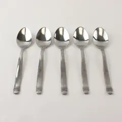 Lot of 5 Cuisinart Flatware CUI17 Pattern Stainless Oval Soup Spoons 7.5" Good