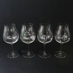 Set of 4 Riedel Wine Glasses 9.25" Two Stoller Vineyards And 2 Monogrammed A J