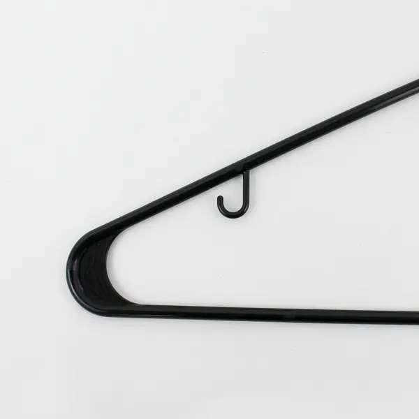 Lot of 10 Black Plastic Clothes Hangers with Strap Hooks