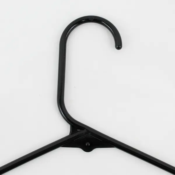 Lot of 10 Black Plastic Clothes Hangers with Strap Hooks