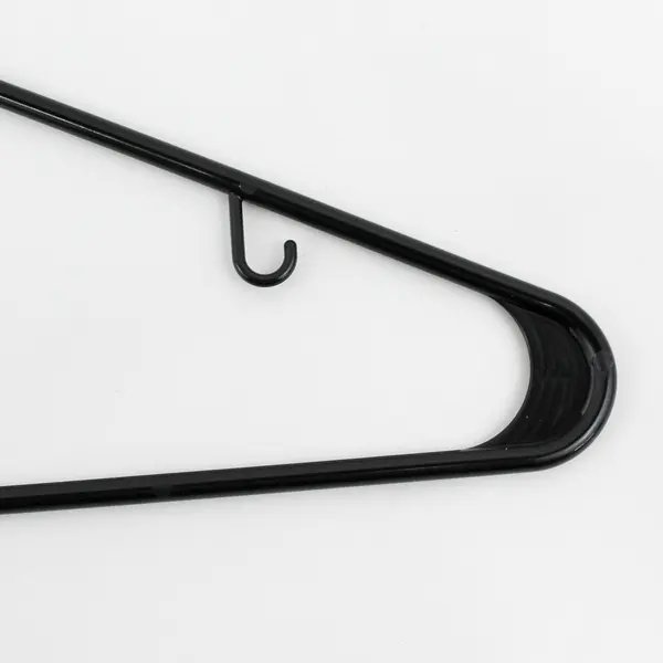 Lot of 10 Black Plastic Clothes Hangers with Strap Hooks