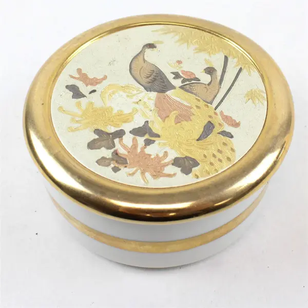 Art Of Chokin Japan Handmade Traditional Metal Engraved Round Trinket Box 4"