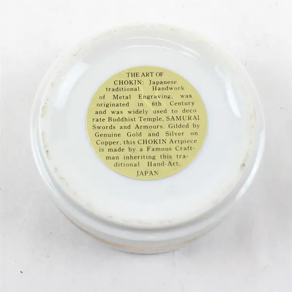 Art Of Chokin Japan Handmade Traditional Metal Engraved Round Trinket Box 4"