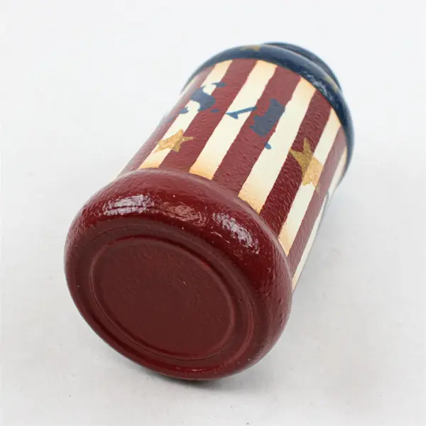 Hand-Painted Patriotic Themed Glass Jar w/ Stars & Stripes Design