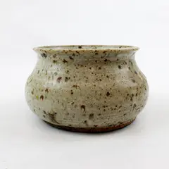 Speckled White & Brown Pottery Bowl Handmade Rustic Farmhouse 4.75in