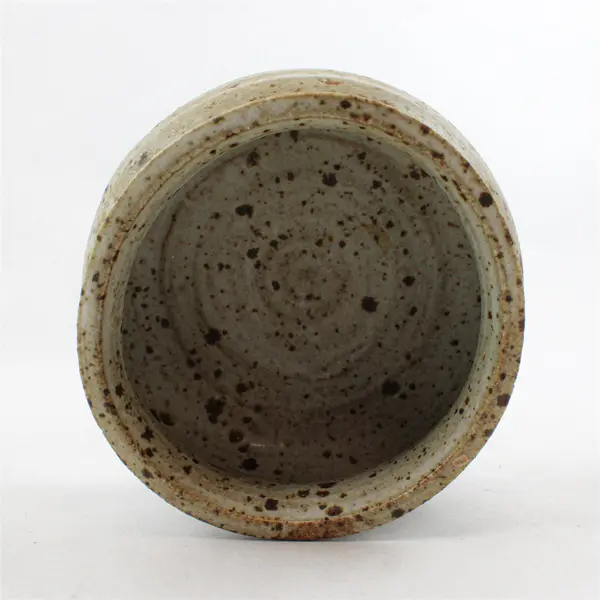 Speckled White & Brown Pottery Bowl Handmade Rustic Farmhouse 4.75in