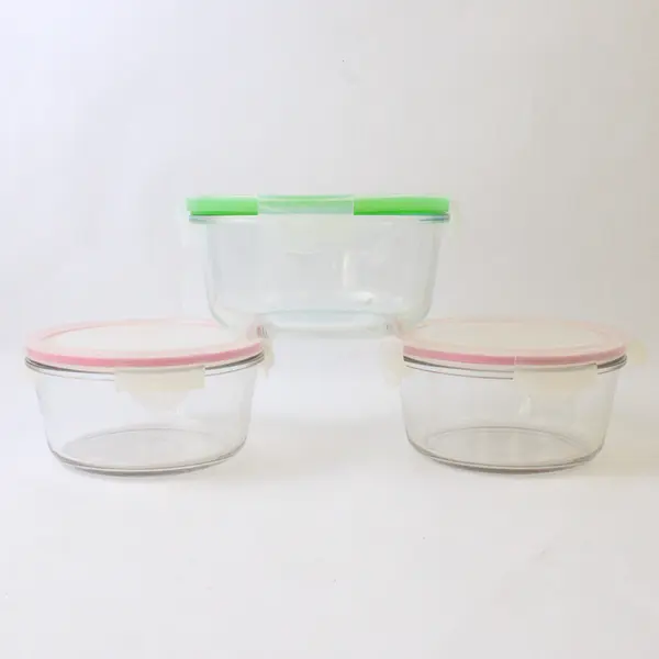 Lot Of 3 Snapware & Pyrex Clear Round Glass Food Storage Containers Kitchen