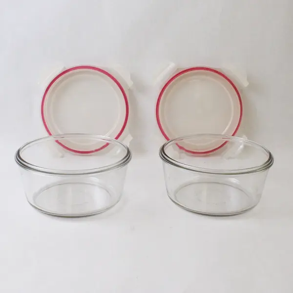 Lot Of 3 Snapware & Pyrex Clear Round Glass Food Storage Containers Kitchen