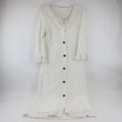 VTG J.C. Penney Womens White Lace Button-Front Robe Misses M Flawed