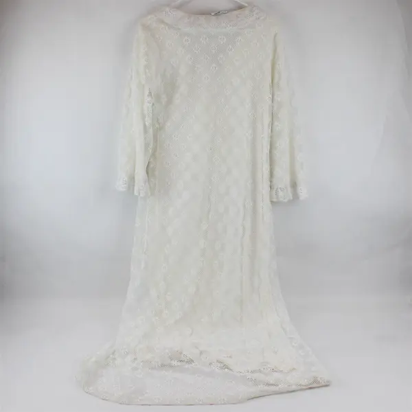 VTG J.C. Penney Womens White Lace Button-Front Robe Misses M Flawed