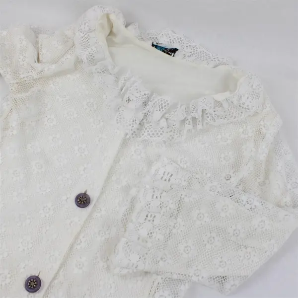 VTG J.C. Penney Womens White Lace Button-Front Robe Misses M Flawed