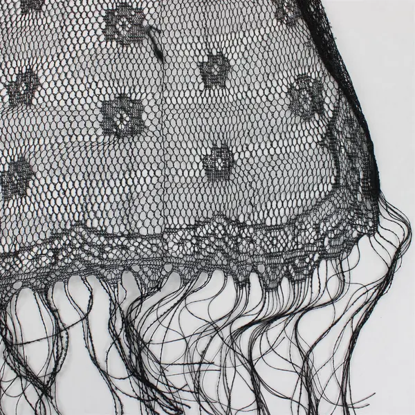 Lot of 2 Black Gothic Fringed Scarf Shawls Flawed