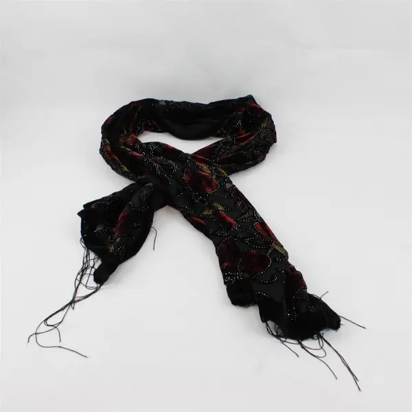 Lot of 2 Black Gothic Fringed Scarf Shawls Flawed