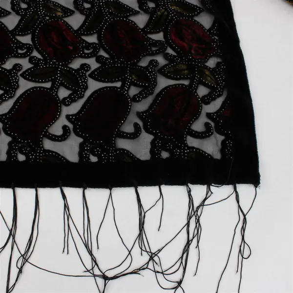 Lot of 2 Black Gothic Fringed Scarf Shawls Flawed