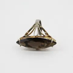 Vintage Silver Marquise Smoky Quartz Ring Size 5.5