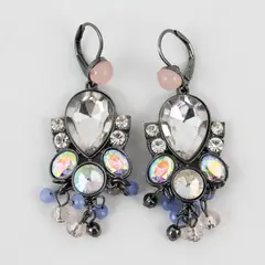Vintage Teardrop Crystal And Bead Dangle Earrings