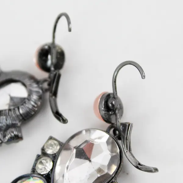 Vintage Teardrop Crystal And Bead Dangle Earrings