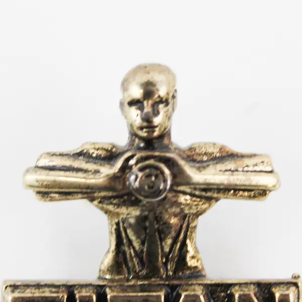 Vtg Kwikset Titan Deadbolt Lock Bronze Tone Lapel Pin