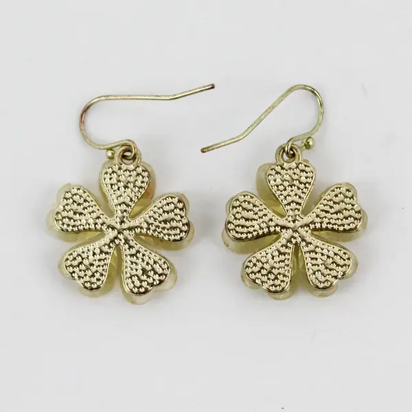 Acrylic Plumeria Floral Drop Earrings Rhinestone Center