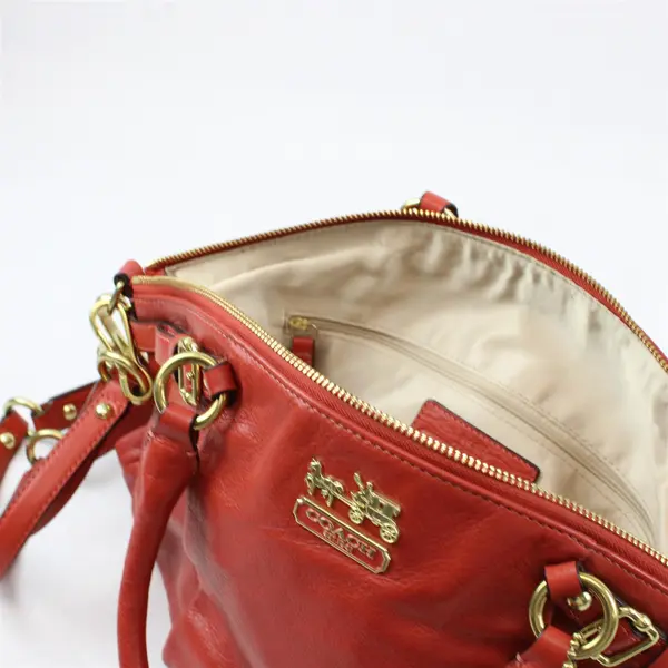 Vintage Coach Madison Orange Leather Satchel Shoulder Bag #A1226-18641