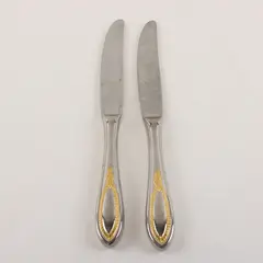 Set of 2 Dinner Knives Yamazaki Mayfair Pattern Gold/Silver Stainless Korea