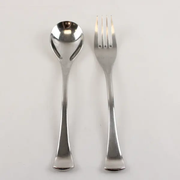 Mikasa Curve Two Piece Flatware Set Salad Fork and Wide Bowl Teaspoon