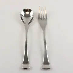 Mikasa Curve Two Piece Flatware Set Salad Fork and Wide Bowl Teaspoon