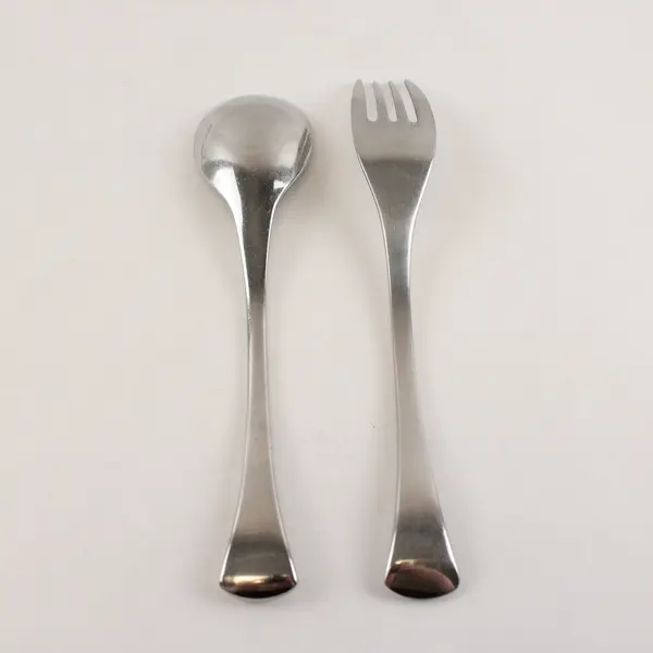 Mikasa Curve Two Piece Flatware Set Salad Fork and Wide Bowl Teaspoon